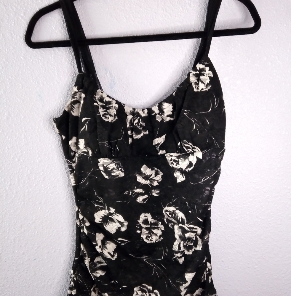 black and white sheer lase top